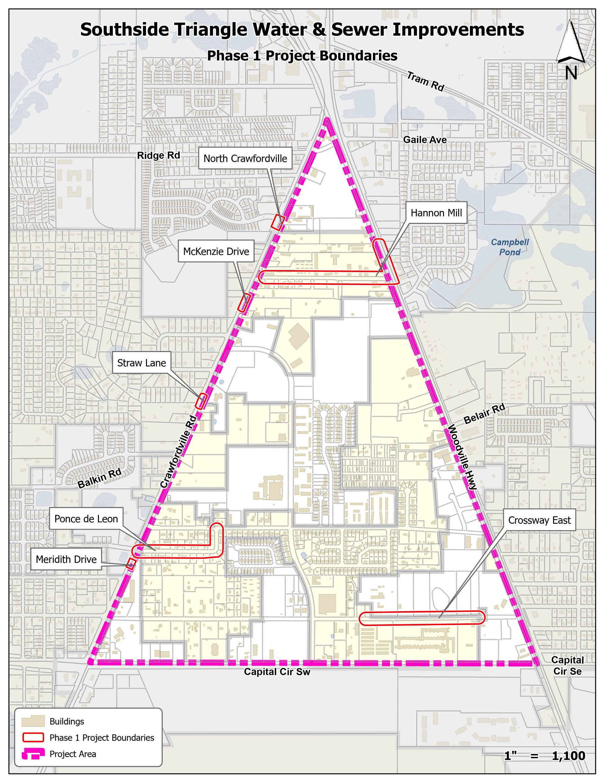 a map of the first phase of the project construction